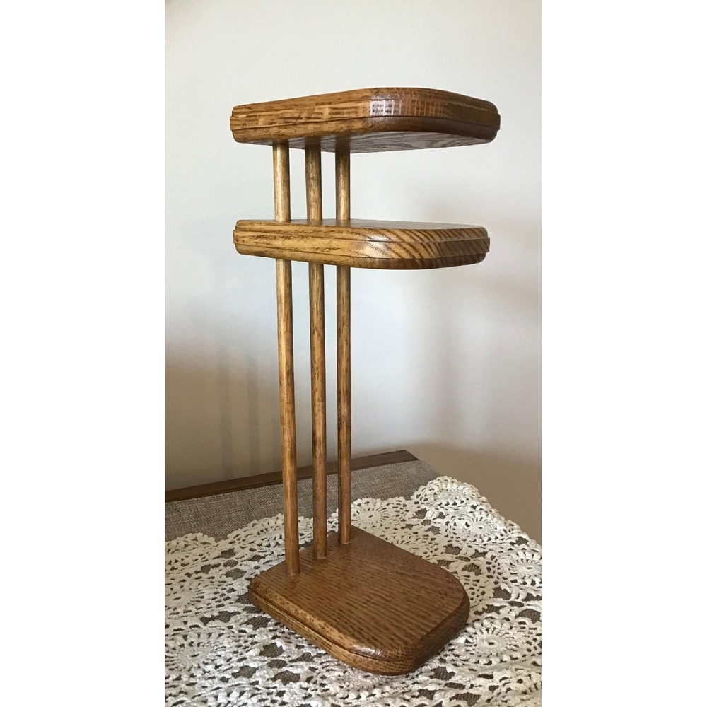 Vintage Oak CD/DVD/blu ray/VHS/Book Adjustable Slider Display Racks Set of 2